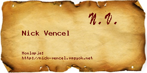 Nick Vencel névjegykártya